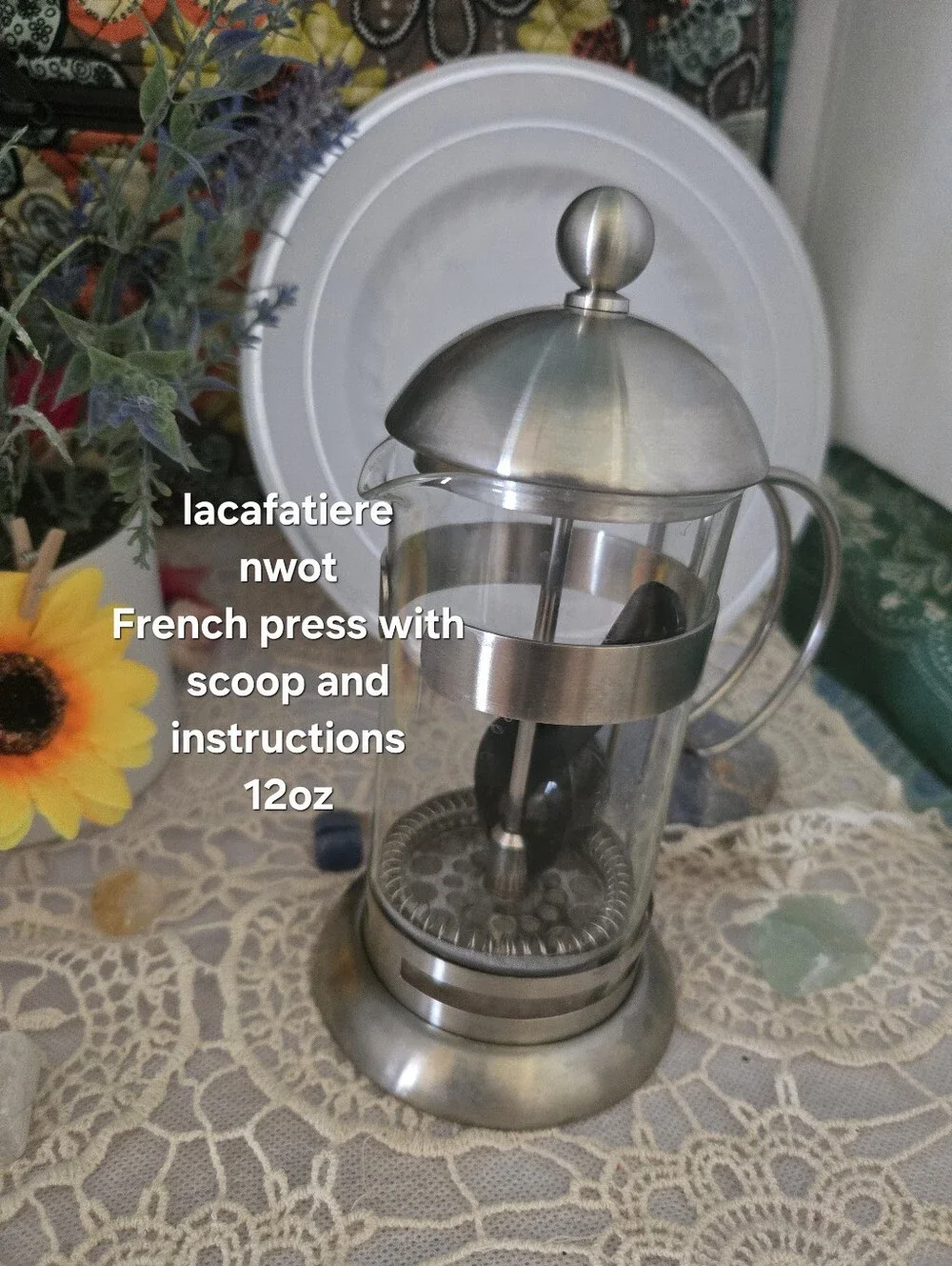 Stainless Steel & Glass French Press Coffee Maker – Coffee Bar Decor
